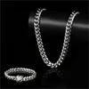 Hiphop Jewelry Necklace Bracelet 14k Gold Plated CZ Diamond Women Ice Out Cuban Link Chain284v5893238