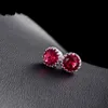 Choucong Top Sell Simple Fashion Jewelry 8mm Round Cut Multi Gemstones Sapphire Cz Diamond Women Wedding Crown Stud Earring Present N165S