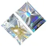 Clear Plain Laser Aluminum Foil Zipper Packaging Bag with Hang Hole Party Crafts for Zip Storage Mylar Plastic Pack