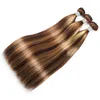 Brasiliano Peruviano 100% Capelli Umani 3 Fasci Con 13X4 Pizzo Frontale P4/27 4 Pz Yirubeauty Indiano Malese