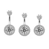 S925 Silver Belly Button Ring 14G CZ Navel Barbell Studs 16G Body Piercing Screw Navel Bars