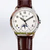2023 GRF GR5320 324SQ A324 Automatyczna męska zegarek Księżyc Faza Pustkowa Kalendarz Kremowa TEAD CZAS STATYCZNY 40 mm Skórzany pasek Super Edition Watches