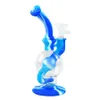 Hand held cigarette set Silicone smoking pipes Two sections Herb with glass bongs in side dab rig bong