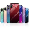 Cassa del telefono in vetro temperato per iPhone 12 11 XS MAX XR X 8 Plus Custodie Cover posteriore morbida in TPU sfumato di colore per Apple