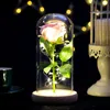 Cúpula de vidro com flor de rosa eterna, luz led, aniversário, dia das mães, dia dos namorados, presente de aniversário, decoração de casa jk2101xb