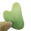 Bellezza viso Gua Sha Rilassamento Pietra di giada naturale Strumento per raschiare la giada verde scuro Strumenti per massaggio con bordo Guasha