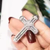 Luxe 925 Sterling Zilver Exquisite Bijbel Jezus Cross Hanger Ketting Voor Vrouwen Mannen Crucifix Charm Gesimuleerde Diamond Jewelry