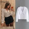 Snican Basic White Peter Pan Collar Women Blue Long Sleeve Office Ladies Uniform Shirt Za Autumn Spring Camisa Mujer Chic 220727