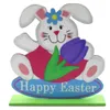 Wielkanocne tabletop dekoracji znaki Happy Easter Party Drewniane Królik Koszurek Kosz Ozdoba Dla Office Kawy Stół Decor RRB13621