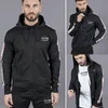 Mens Warm Winter Sports capuz Outwear Zip Brasão Cardigan Jacket Top Masculino Casual Zipper Casacos Top Vestuário