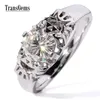 Transgems Gorgeous 1 Carat ct GH White Color Lab Diamond Engagement Wedding Ring for Women Solid 9k/14k White Gold Y200620