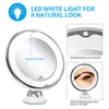 Portable 10x Magnifying Makeup Vanity Mirror Cosmetic Beauty Bathroom LED Light Drop Y200114