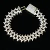 Braccialette per braccialette da uomo a perno di picchi da 15 mm Braccialetti a catena cubana in argento gelido