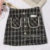 Outono inverno nova moda coreana saia curta de tweed de lã de cintura alta com shorts de segurança dentro plus size SMLXLXXL