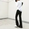 [EAM] Yüksek Elastik Bel Siyah Hem Bükülmüş Uzun Geniş Bacak Pantolon Yeni Gevşek Fit Pantolon Kadın Moda Gelgit İlkbahar Sonbahar 1R347 201113