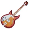 Guitarra elétrica mão esquerda 12 cordas Cherry Sunburst com braço de jacarandá, pickguard branco, comprimento de escala curta