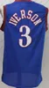 대학 Allen Iverson Jerseys 3 남자 농구 DR J 줄리어스 erving 6 wilt chamerlain 13 블루 블랙 화이트 빨간색 좋은 품질