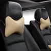 Cuscino poggiatesta per auto in materiale di lino di lusso Cuscino per poggiatesta auto traspirante Cuscino moda Cuscini posteriore in pelle Quattro stagioni universali