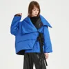 Veste d'hiver Femmes Col montant Solide Femelle Bleu Down Manteau Lâche Surdimensionné Femmes Court Parka Veste Parkas Mujer Femmes 201119