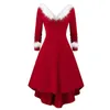 Nouveautés Femmes Vintage Santa Robe De Noël Imprimé Robe Dames À Manches Longues Robes Sexy Xmas Party Festival Robe S-3XL