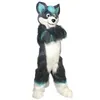 Halloween Lange Bont Husky Fox Hond Mascotte Kostuum Topkwaliteit Stripfiguur Carnaval Unisex Volwassenen Maat Kerst Verjaardagsfeestje Fancy Outfit