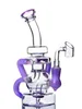 Bong Purple Dab Rigs Vattenrörsglashoppor Rökning Tillbehör Tjock Recycler Oil Rig Pipes med 14 mm banger Unik design