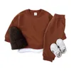 Giyim Setleri Milancel 2022 Bahar Çocuk Takım Kıyafet Pamuk Yuvarlak Boyun Sweatshirt Sweatpants Sıradan Katı Set