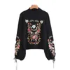 LANMREM Herfst Winter Borduurwerk Pullover Vintage Lantaarn Sweater O-hals Losse Kint Tops voor Vrouw YJ723 210203