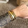 Charm Armbänder 3 teile / satz Luxus Armreif Edelstahl Armband Carving Römische Ziffer Paar Für Männer Frauen Jewelry1277B