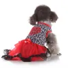 Fashion Sublimation Printed Dogs Dress with Bow Dog Apparel Dog Clothes Cute Sweet Puppy Princess Dresses Soft Comfortable Pets Skirt Pet Supplies Wholesale A273