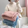 2020women Woolen Solf Теплый вязаный костюм женские широкие ноги пуловер свитер брюки 2 частей набор, абрикосовый розовый зеленый синий T200118