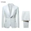 Men's Suits & Blazers YFFUSHI 2021 Men Suit Single Breasted White Tuxedo Grooms Wedding For Party Dress Slim Fit Plus Size 6XL