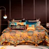 Chic Home 4/6 / 10st Placera Faux Silk Luxury Large Jacquard With Broderi Golden Bedding Set Duvet Cover Bedspread Bed Sheet Set 201113