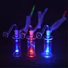 LED Glass Oil Burner Bong pyrex Glow in the dark small Bubbler Bong MiNi Oil Dab Rigs for Smoking Hookahs with 10mm glass oil burner pipe