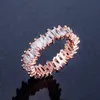 Saint Valentin arc-en-ciel cristal empilable Zircon cubique bague pour femmes mode coloré Baguette mariage fiançailles diamant éternité anneaux