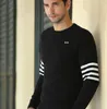 Mäns Tröjor 2021 Park O-Neck Tjock Varm Pullover Män Casual Striped Sweater Kläder Höst Vinter Knitwear Pull Homme