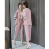 Yaz Kadınlar 2 Parça Set Yeni Moda OL Ofis Lady Rahat Suit İki Parçalı Ceket Ve Pantolon Twinset Kore Tarzı Chic 200922