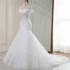Nowa Wysoka Talia Biała sukienka ślubna ślubna Temperament Dream Lace Mid-Waist Długi ogon Wesela V-Neck Sukienka może być dostosowana Vestido de Novia