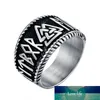 Partihandel norrö viking rune odin symbol ring rostfritt stål smycken klassisk keltisk knut amulet ring motorcyklist mens ringar gåva