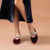 Dress Shoes Beautoday Mary Jane Women Silk Velvet Pearl String Bead Square Toe Slip-on Spring Ladies Elegant Flat Handmade 18214 2 9