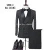 Custom Made Men Black Double Breasted Wedding Groom With Pants Slim Fit Tuxedo Suit For Prom Best Man Suit