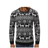 Autumn and Winter Christmas Men's Fashion Safe Deer Print Casual Round Neck Slim Pullover Sweater Sweater Asian Size 201221