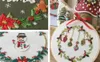 ホットホームクリスマスDIY刺繍スターターキットクリスマスをテーマにしたパターン刺繍フープコットンリネンクロススレッドニードルワーク縫製クラフトKD1