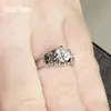 Transgems Gorgeous 1 Carat ct GH White Color Lab Diamond Engagement Wedding Ring for Women Solid 9k/14k White Gold Y200620