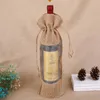 Природного джута Мешковина бутылка вина мешок окно шампанское Упаковка мешок подарки для гостей партии украшения 14x30cm