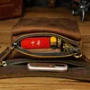 Waist Bags Thick Genuine Leather Men Vintage Small Shoulder Messenger Bag Designer Travel Belt Fanny Pack Drop Leg Male 211-31