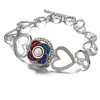 New Fashion silver plated hollow Rhinestone hearts snap Bracelet bangle 22CM fit 18MM snap button jewelry whole12596