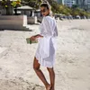 Neue Strand Cover Up Bikini Häkeln Gestrickte Beachwear Sommer Badeanzug Cover Up Sexy Seethrough Strand Kleid T200324