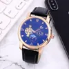 Groot vliegwiel vijf steken automatisch mechanisch horloge modehorloges heren sport top polshorloges lederen riem orologio di lusso240q