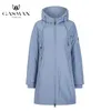 Gasman Fashion WindProof Wintropy Warmens Kurtka Długa zamek z kapturem Parka z kapturem dla kobiet jesienna solidna bawełniana płaszcz Kobieta 201210